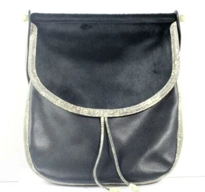 Barry Kieselstein-Cord Lizard, Pony Hair, and Deerskin Black Shoulder Handbag - Picture 1 of 11