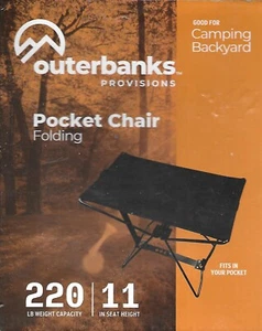 OuterBanks #220/11 Folding Pocket Chair - BLACK - NIB - Picture 1 of 2