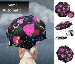 Cottagecore Rain Umbrella- Semi Automatic Foldable Umbrella- Mystical Umbrellas - Picture 1 of 6