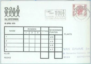 82770 - BBÉLGICA - HISTORIA POSTAL - ¡Matasellos especiales en tarjeta de juego de ajedrez! 1979 - Imagen 1 de 1