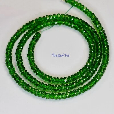 3,2 mm-4,2 mm cromo siberiano diopsido facetado verde rondelle abalorio 16" hilo Foto 1 de 4