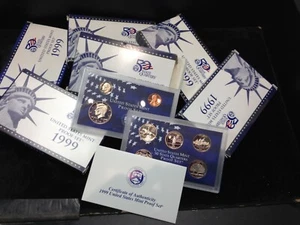6 Set Lot 1999-S 9 Coin Proof Sets ORIGINAL First Year Statehood - Picture 1 of 1