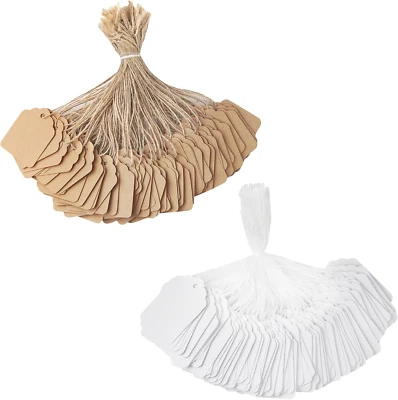1000PCS White Price Tags with String Attached and 500PCS Kraft Pre-Strung String - Image 1 of 4