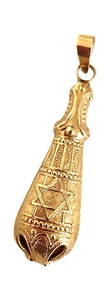 14K Gold Textured MEZUZAH Pendant Star of David 31mm H x 9mm W - 2.12g #45 - Picture 1 of 1