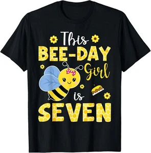 This Bee-Day Girl Is Seven 7 Years Old 7th Birthday Kids T-Shirt Hoodie - Picture 1 of 10