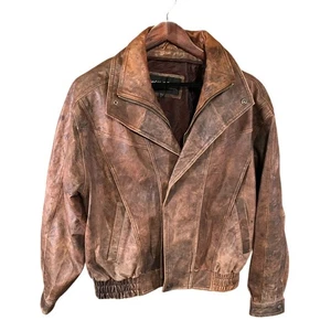Vintage Wilsons Leather Bomber Jacket Men’s L | Distressed Brown Moto Jacket - Bild 1 von 24