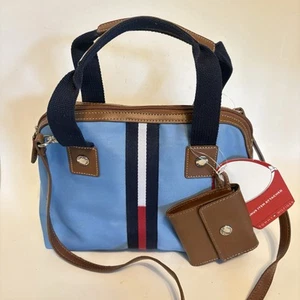 Vtg Tommy Hilfiger Blue Canvas Crossbody Purse / Handbag w/ Coin Purse NWT - Picture 1 of 13