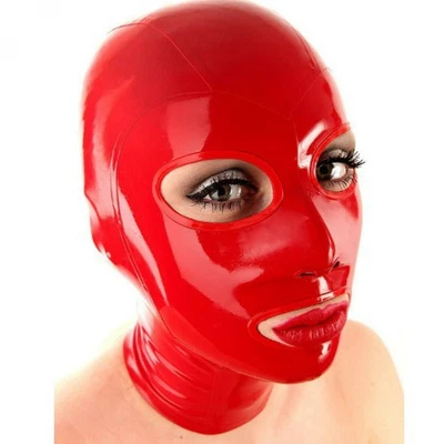 Latex Hood Open Eyes and Mouth for Catsuit Rubber Mask Costume Club Wear Cosplay - Image 1 of 2