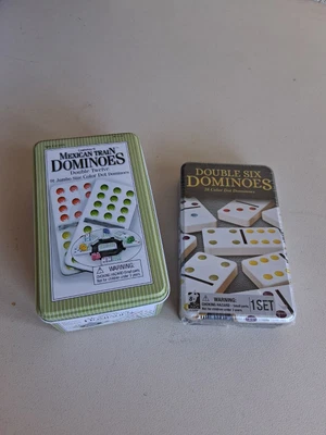 Cardinal Mexican Train Dominoes & Double Six Dominoes Tin Set New & Used  - Image 1 of 4