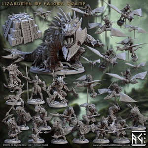 Minis Lizardmen of Falgor's Swamp de Artisan Guild impresas en 3D DnD Pathfinder - Imagen 1 de 50