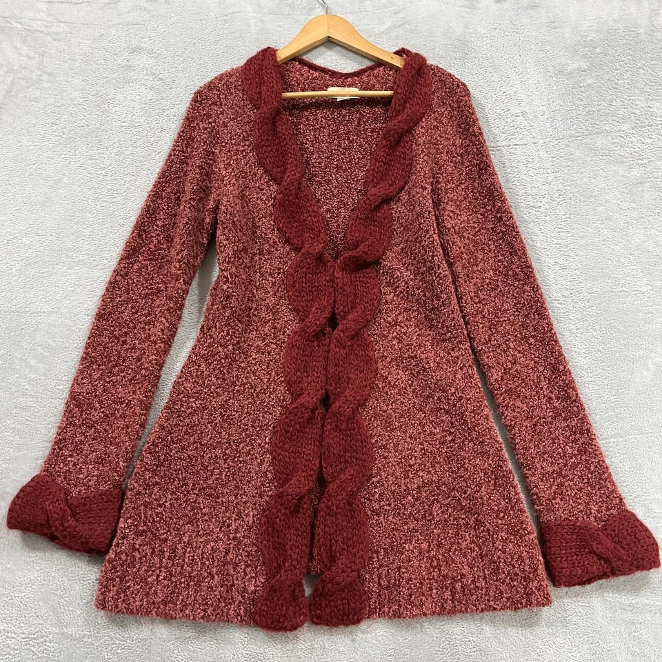 Cardigã feminino Anthropologie dormir na neve suéter médio marrom mistura de lã - Imagem 1 de 4