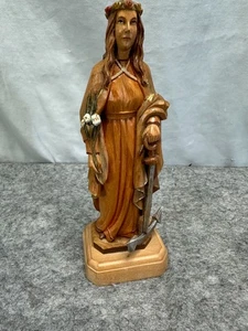 Handgeschnitzte hölzerne St. Philomena mit Anker Figur Italien 7" SCHÖN! - Bild 1 von 8