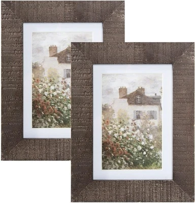 5x7 Wood Picture Frame Rustic Photo Frame Real Glass for Wall and Tabletop Brown - Image 1 of 4