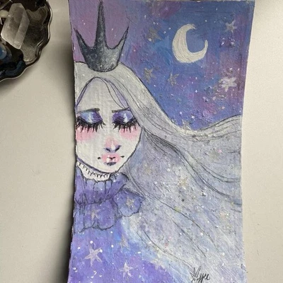 Celestial Princess Sleeping Fantasy Painting On 5x7 Cardboard - Image 1 of 4