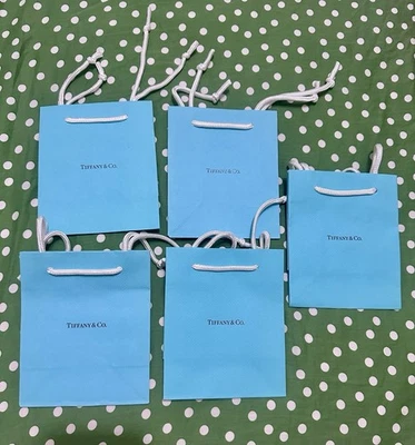 TIFFANY & Co. New (5) Packaging 5" x 6" x 3” small blue Paper Gift Shopping Bag - Image 1 of 4