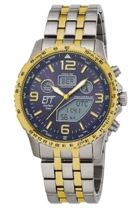 ETT ECO TECH TIME Funk-Solar Herrenuhr Professional Worldtimer Bicolor EGT-11576 - Picture 1 of 4