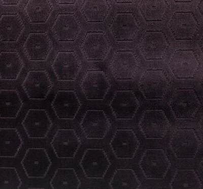 HIGHLAND COURT CONCERTO PLUM PURPLE GEOMETRIC VELVET FABRIC 2.5 YARDS 51"W - Image 1 of 4