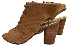 Sam Edelman Women's Rocco Sandal Size 9.5 Block Heel Tan Suede LaceUp Bootie New - Picture 1 of 10