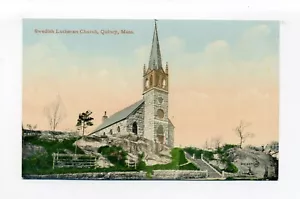 Cartolina Quincy MA Chiesa luterana svedese, msg - lunga attesa per aerei aerei aerei - Foto 1 di 2