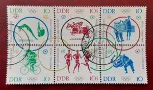 DDR Germany 1964 Used Block Olympics Leipzig Postmarks Scott 714a XF 1412-1 - Picture 1 of 2