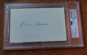 Earle Combs autographed index card - PSA/DNA - Yankees Hall of Famer 