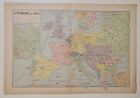 G. Peltier	L'Europe de 1914 1914 Affiche Originale Carte Guerre 14-18