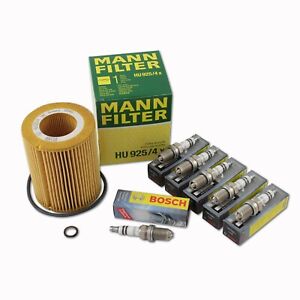 Oil Filter Spark Plug Kit BMW E36 E46 E39 X5 M52 530i 330i HU925/4x 6x FGR7DQP+