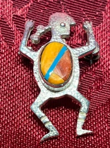 Vintage Sterling Silver C Bowie Turtle Brooch & Pendant Spiny Oyster & Turquoise - Picture 1 of 5