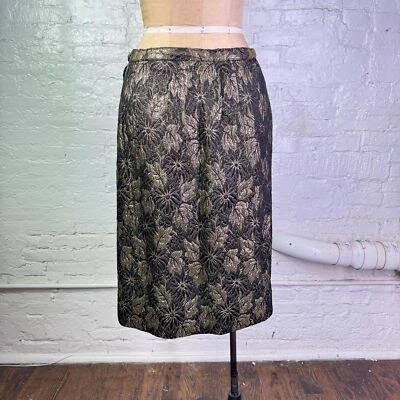 "Falda brocada metálica vintage años 60 M/L 30""w" Foto 1 de 4