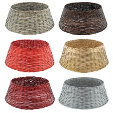 Christmas Xmas Tree Skirt Rattan Wicker Stand Base Decoration Basket Cover Floor