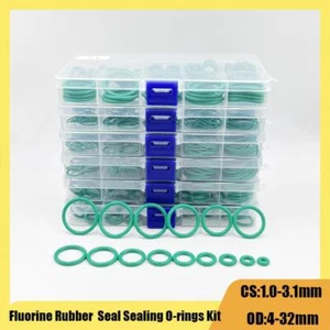 Green Fkm O Ring Sealing Gasket Kit Cs1mm to 3.1mm OD 4mm to 32mm 100 to 250 Pcs - Picture 1 of 12