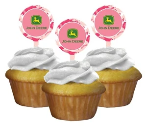 John Deere Picks Pink Deere Cupcake Topper Cupcake Picks Decoration Favor Party - Picture 1 of 1