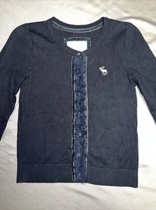 Abercrombie Fitch Girls Cardigan Size M Black Button Up (2367) - Picture 1 of 13