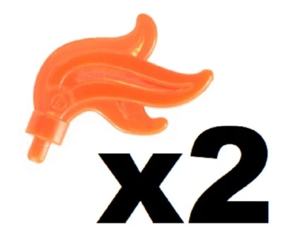 LEGO 2 Trans-Neon Orange Plume Feather Triple Compact Flame Fire Energy D746 - Image 1 of 2