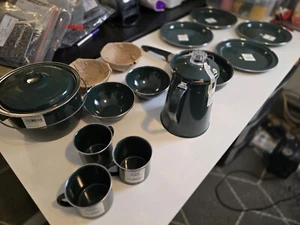 GSI Outdoors Pioneerware Tableware 11pc Camping Set Emerald Enamelware - A CUP - Picture 1 of 10