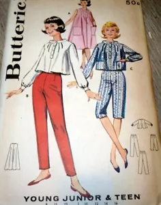 *BELLISSIMO ABITO VINTAGE ANNI 50 TOP PANTS BUTTERICK modello cucito 12/32 FF - Foto 1 di 1