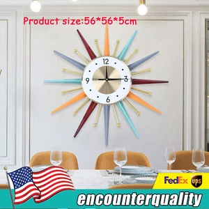 Wall Clock Colorful Mid Century Festivel Art Decor For Home Bedroom Living Room - Picture 1 of 10