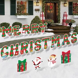 18 Pcs Christmas Yard Signs with Stakes Outdoors Merry Christmas Decorations ... - Picture 1 of 8