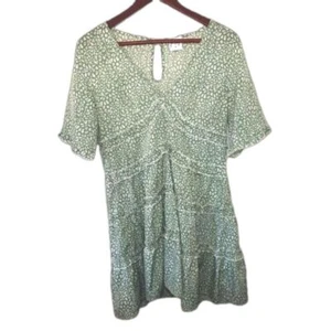 Princess Polly Size 4 Candice Sage Green Ruffle Short Sleeve Mini Dress - Picture 1 of 11