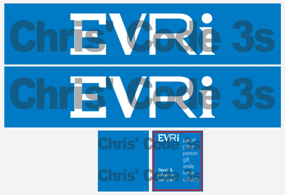 Code 3 Adhesive Vinyl Trailer Decals - EVRI Livery - 1/50 1/64 1/76 1/148 - Image 1 of 1