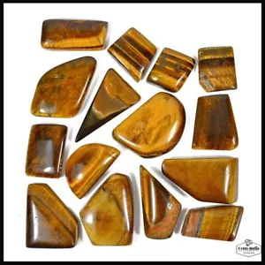 1500 Ct/15 Pcs Natural Untreated Brown Tiger Eye Mixed Cab Loose Wholesale Gems - Picture 1 of 5