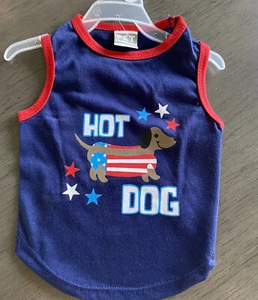 PET SPIRIT Camiseta Azul PATRIÓTICO "HOT DOG" 4 de Julio Cachorro/Perro Grande - Imagen 1 de 1