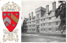 POSTCARD    OXFORD     UNIVERSITY   WADHAM  College  &  Coat  of  Arms