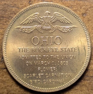 1803 Columbus, Ohio OH 17th State The Buckeye State Shell Gas Token - Picture 1 of 4