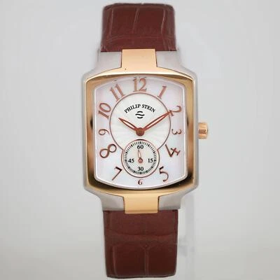 Philip Stein Signature 27 mm acero esfera blanca MOP reloj de cuarzo para hombre 21TRG-FW Foto 1 de 3