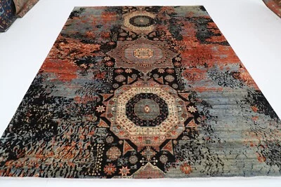 8 x 10 ft Abstract Mamluk  Area Rug Afghan Hand Knotted Veg Dye Wool  Rug - Image 1 of 4