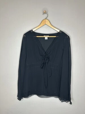 Blusa de seda Y2K Harolds para mujer negra XL Fairy Core manga campana Foto 1 de 4