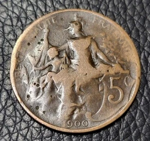1900 France 5 Centimes Coin - Picture 1 of 2