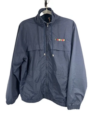 Jaqueta corta-vento feminina vintage Catalina azul marinho tamanho S logotipo bolsos anos 90 - Imagem 1 de 4