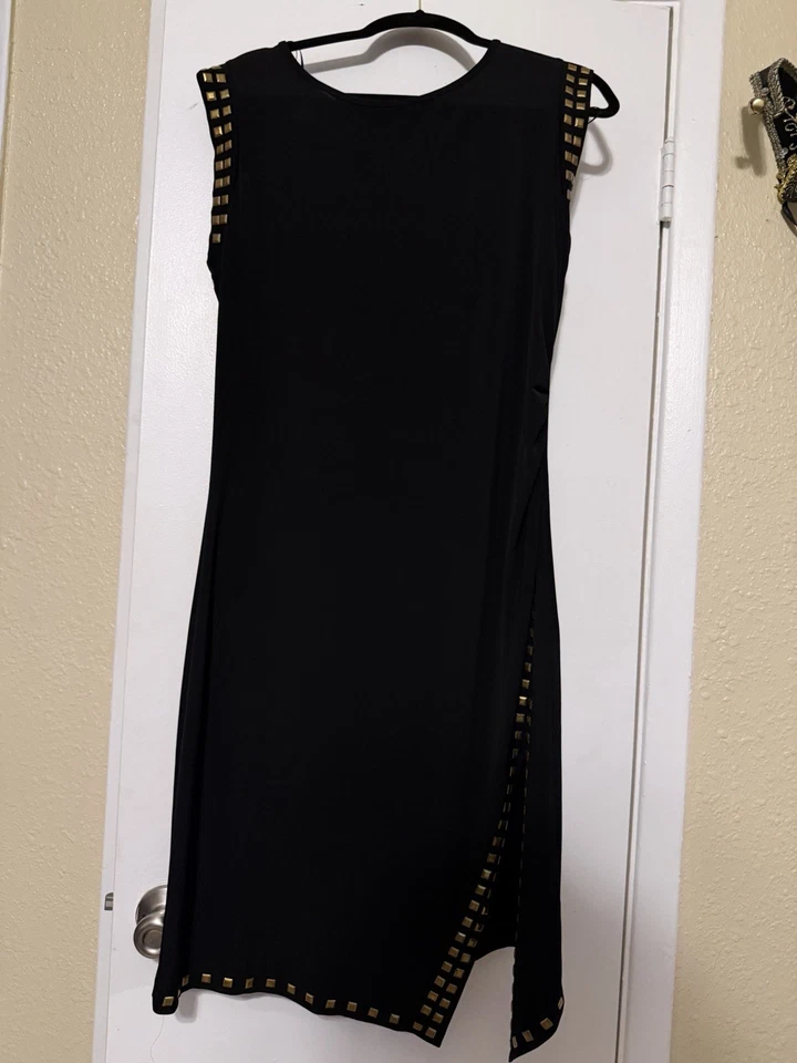 Vestido Michael Kors negro sin mangas con tachuelas doradas y abertura talla XL Foto 1 de 1